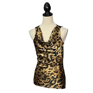 The Limited Animal Print Satin Front Draped Top Sz XS